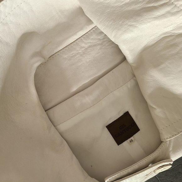 Gil Santucci Babylon white leather women's jacket sz.46 ( 8 US)double buttons - Picture 11 of 14